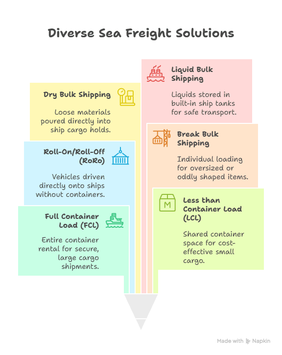 types of sea freight shipping services