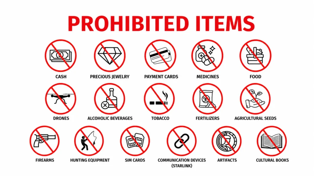 prohibited items in door-to-door cargo
